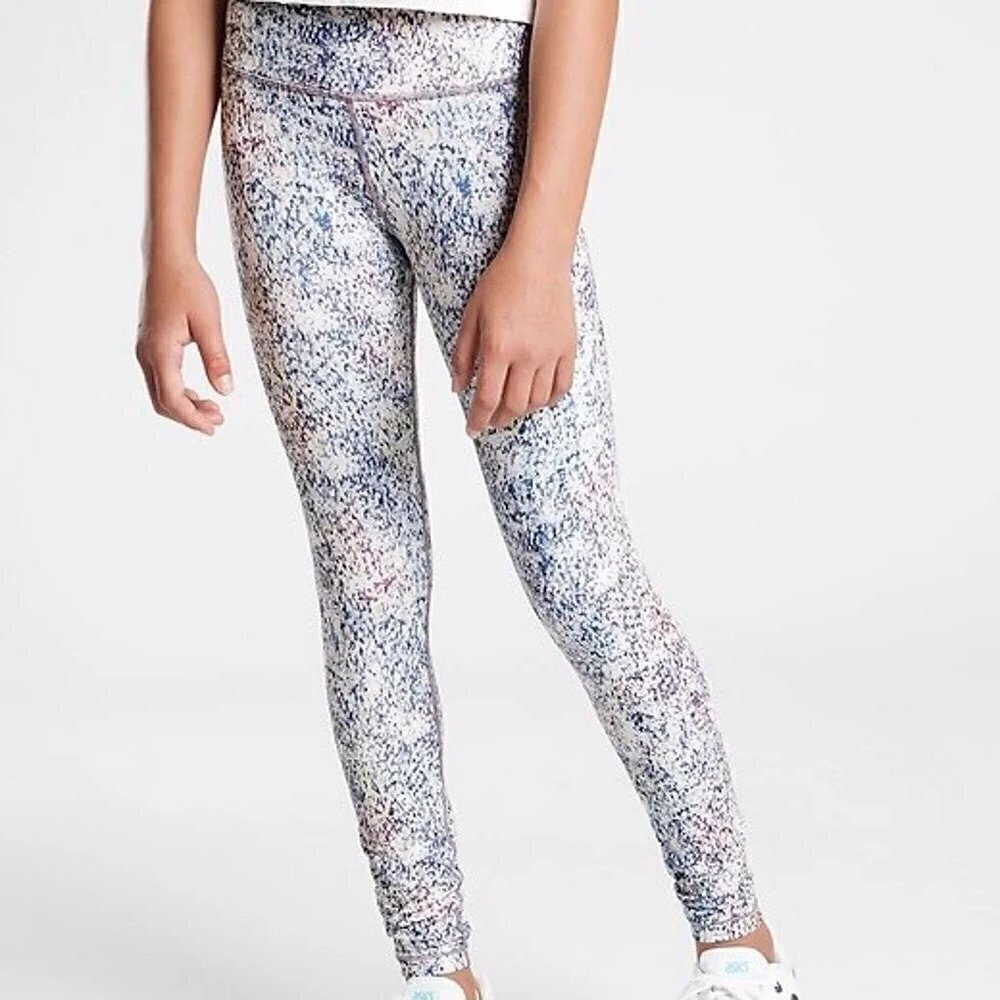 Athleta Girls Leggings Multi-color Printed Chit Chat Tights Kids Size XL 14